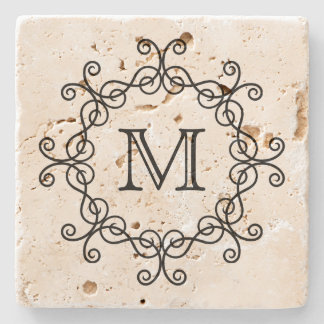 Posavasos De Piedra Monograma de bonito elegante