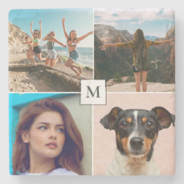 Posavasos De Piedra Monograma de Collage de fotos familiar