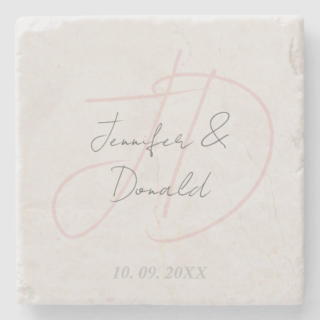 Posavasos De Piedra Monograma de escritura clásica de moda (Anverso)