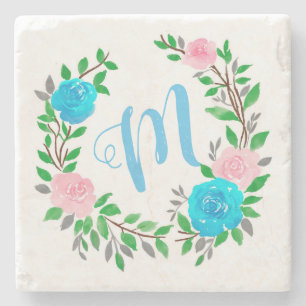 Posavasos De Piedra Monograma de flor