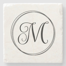 Posavasos De Piedra Monograma de guión curly redondo