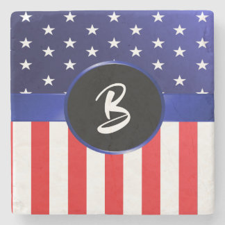 Posavasos De Piedra Monograma de la bandera estadounidense