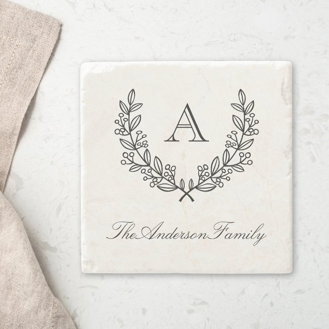 Posavasos De Piedra Monograma de la familia Laurel clásica (Subido por el creador)