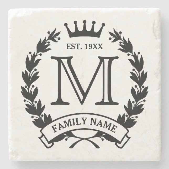 Posavasos De Piedra Monograma de la familia Monogramada (Anverso)