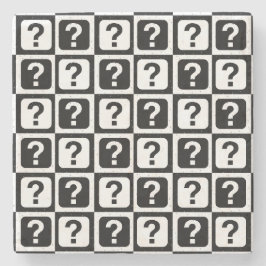 Posavasos De Piedra Monograma de la marca de pregunta blanca negra Rid