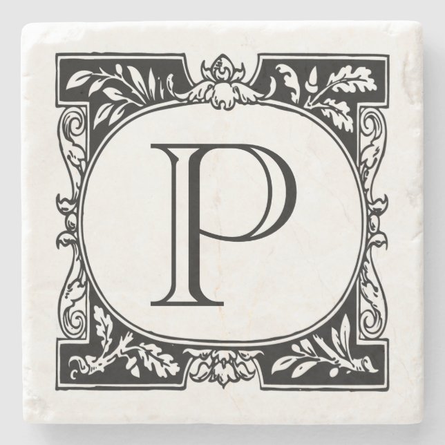 Posavasos De Piedra Monograma de la placa de libro (Anverso)