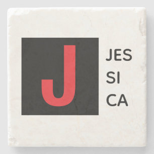 Posavasos De Piedra Monograma de nombre profesional elegante moderno