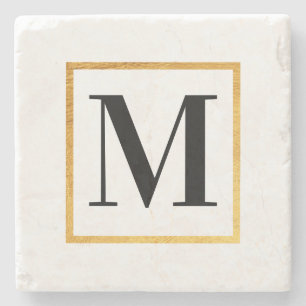 Posavasos De Piedra Monograma de oro