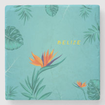 Monograma de palma verde azul tropical Verde azula