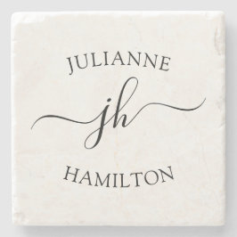 Posavasos De Piedra Monograma de script simple
