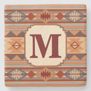 Posavasos De Piedra Monograma de South Western Design Tan