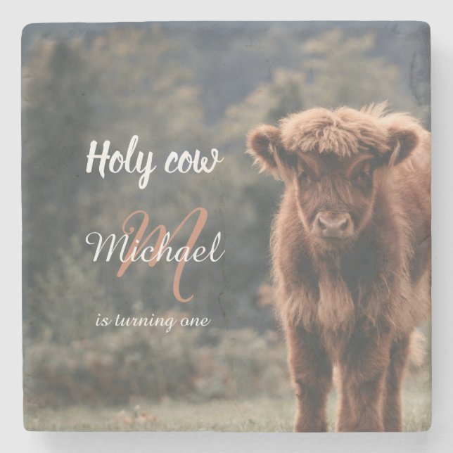 Posavasos De Piedra Monograma de ternera bovina de la región montañesa (Anverso)