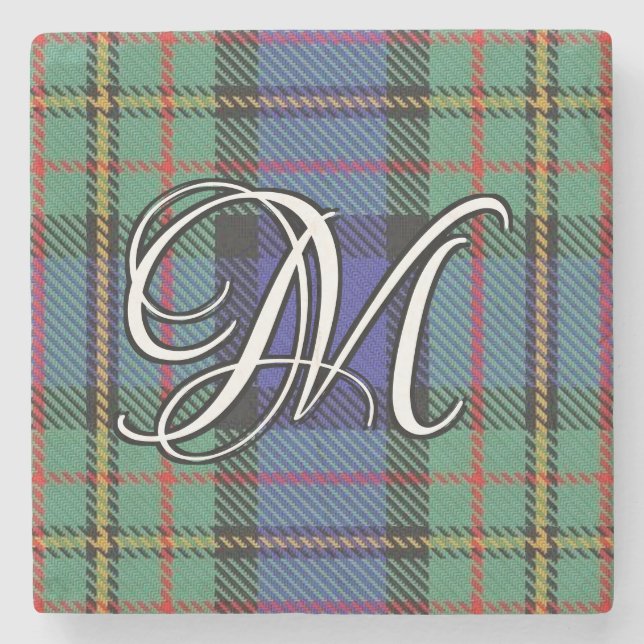 Posavasos De Piedra Monograma del clan MacLaren Tartan Personalizado (Anverso)