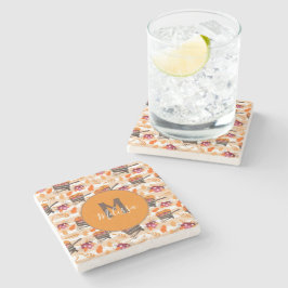 Posavasos De Piedra Monograma del patrón de flechas de ruedas para caí