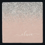 Posavasos De Piedra Monograma del Purpurina Rosa Rubor color plata ros<br><div class="desc">Rosa Oro - Rubor Rosado y Plata Esparkle Purpurina Script Monograma Nombre Tile Piedra. Esto hace que la graduación perfecta, dulce cumpleaños de 16 años, boda, ducha de novia, aniversario, ducha de bebé o fiesta de soltera sea un regalo para alguien que ama el lujo glam y los estilos de...</div>