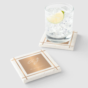 Posavasos De Piedra Monograma elegante personalizado nombre en letra s