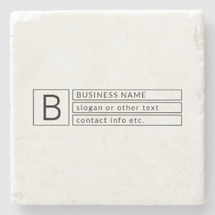 Posavasos De Piedra Monograma elegante y nombre de empresa (u otro tex