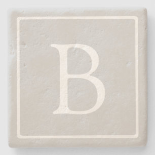 Posavasos De Piedra Monograma gris claro simple