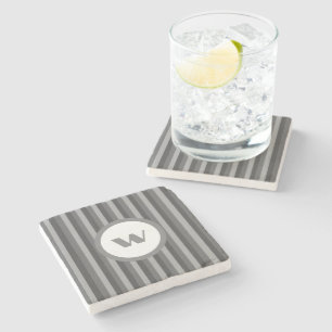 Posavasos De Piedra Monograma Gris Striped Estilo País