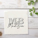 Posavasos De Piedra Monograma inicial minimalista moderno<br><div class="desc">Cree sus propios empaques personalizados con iniciales minimalistas modernas y nombre de monograma de caligrafía de guiones.</div>