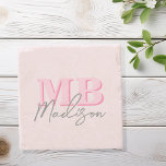 Posavasos De Piedra Monograma inicial rosado moderno minimalista<br><div class="desc">Cree sus propios empaques personalizados con iniciales minimalistas modernas y nombre de monograma de caligrafía de guiones.</div>