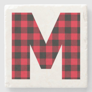 Posavasos De Piedra Monograma M de Cuadro Búfalo Moderno