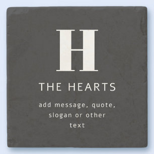 Posavasos De Piedra Monograma moderno editable nombre y mensaje   Negr