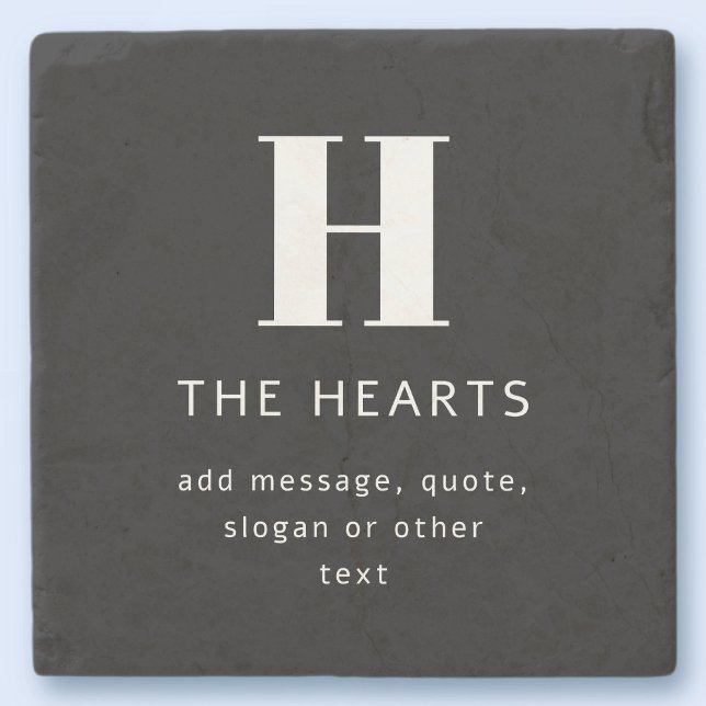 Posavasos De Piedra Monograma moderno editable nombre y mensaje | Negr (Subido por el creador)
