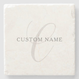 Posavasos De Piedra Monograma moderno elegante | Gris y blanco (editab