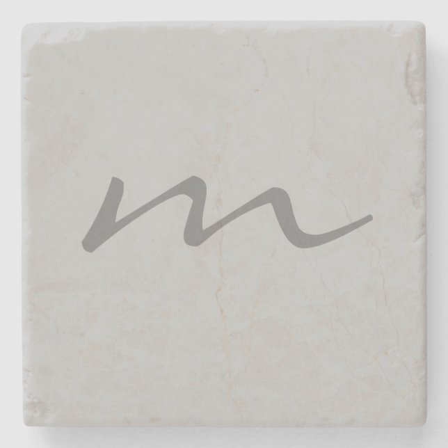 Posavasos De Piedra Monograma moderno profesional gris (Anverso)