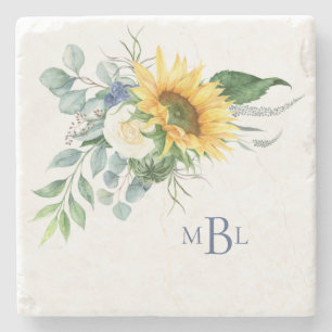 Posavasos De Piedra Monograma Monograma Eucalyptus Stone Coaster