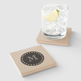 Posavasos De Piedra Monograma negro beige del modelo el | de Chevron