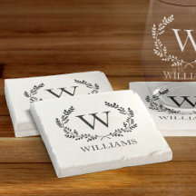 Monograma Nombre de familia Laurel Wreath Escudo