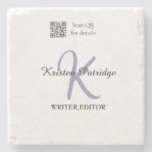 Posavasos De Piedra Monograma nombre escritora edición violeta código