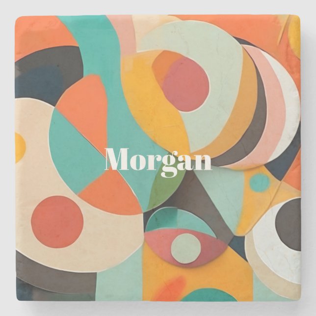 Posavasos De Piedra Monograma o nombre de arte moderno de medio siglo, (Anverso)