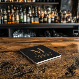 Posavasos De Piedra Monograma personalizado clásico de Cognac Tan