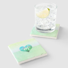 Monograma personalizado moderno corazón azul verde
