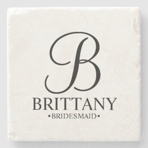 Posavasos De Piedra Monograma personalizado moderno y dama de honor