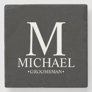 Posavasos De Piedra Monograma personalizado moderno y Groomsman de nom