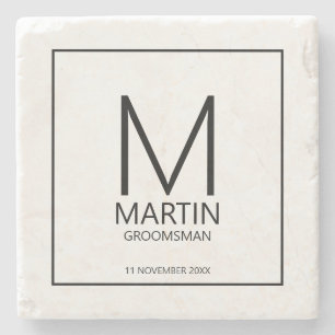 Posavasos De Piedra Monograma personalizado moderno y Groomsmen de nom
