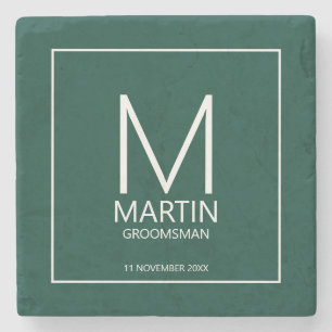 Posavasos De Piedra Monograma personalizado moderno y Groomsmen de nom