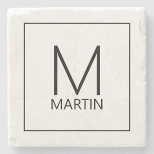 Posavasos De Piedra Monograma personalizado moderno y resta de piedra
