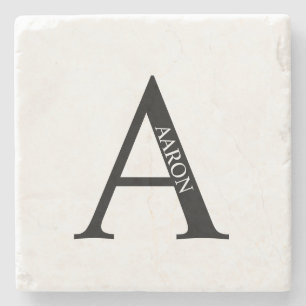 Posavasos De Piedra Monograma personalizado y nombre escayola de piedr