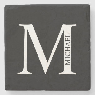 Posavasos De Piedra Monograma personalizado y nombre escayola de piedr