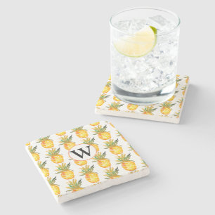 Posavasos De Piedra Monograma piña tropical