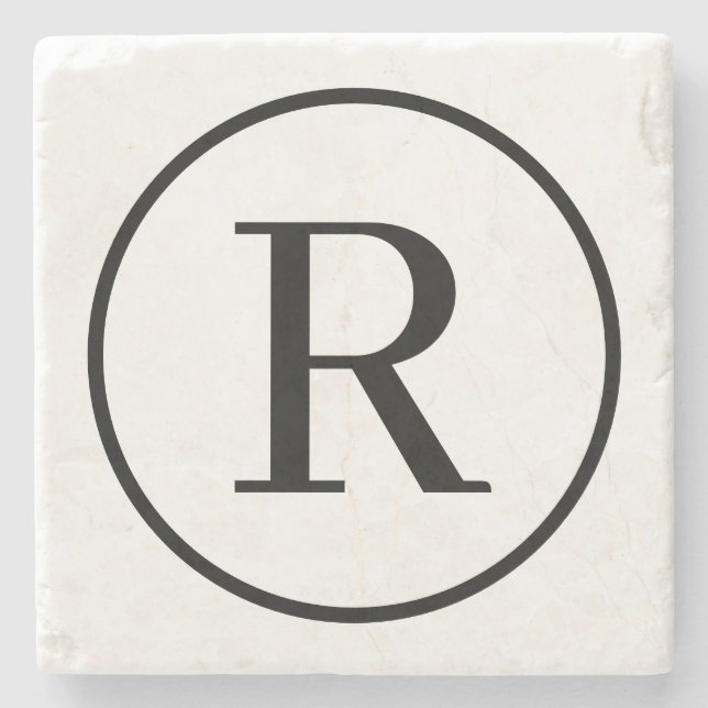 Posavasos De Piedra Monograma RF Classic Serif (Anverso)