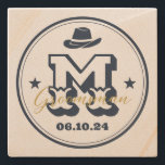 Posavasos De Piedra Monograma rústico de Cowboy occidental mejor hombr<br><div class="desc">Regalos personalizados para los padrinos y el mejor hombre con temática de vaquero occidental. Decorada con gorra de vaquero con letra occidental vintage. El texto y el color son editables utilizando la herramienta de diseño para que se ajuste a su ocasión. Obtén este regalo de personalizar para boda, despedida de...</div>