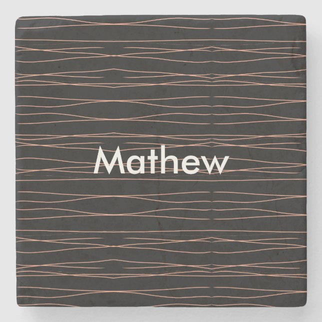 Posavasos De Piedra Monograma simple añada su letra de nombre man mini (Anverso)