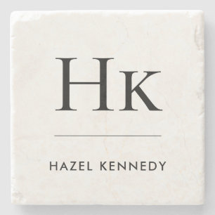 Posavasos De Piedra Monograma simple elegante moderno monogramado inic