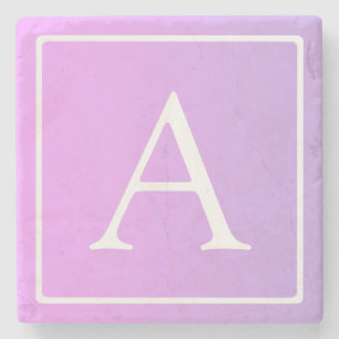 Posavasos De Piedra Monograma simple   Ombre rosa/morado sutil